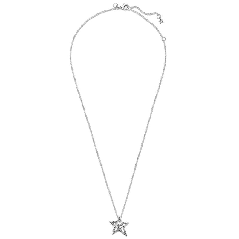 Pandora Pavé CZ Asymmetric Star Collier Necklace image number 2