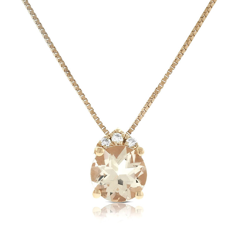 Rose Gold Morganite & Diamond Necklace 14K