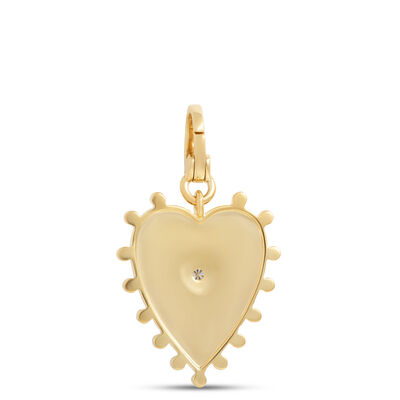 Heart Charm with Beaded Edge, 14K Yellow Gold