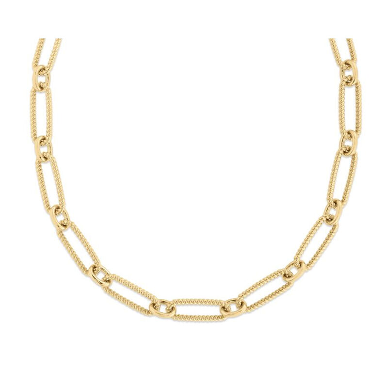 Roberto Coin Designer Gold 18K Yellow Gold Alternating Fluted Paperclip & Oval Link Necklace image number 0