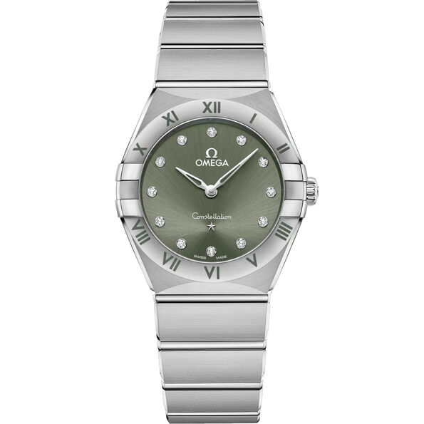 OMEGA Constellation Steel Diamonds Green Dial Watch, 28mm