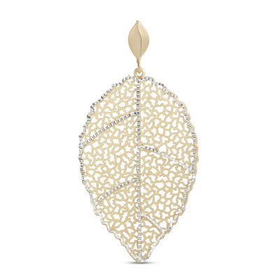 Toscano Leaf  Pendant 14K Two Tone Gold