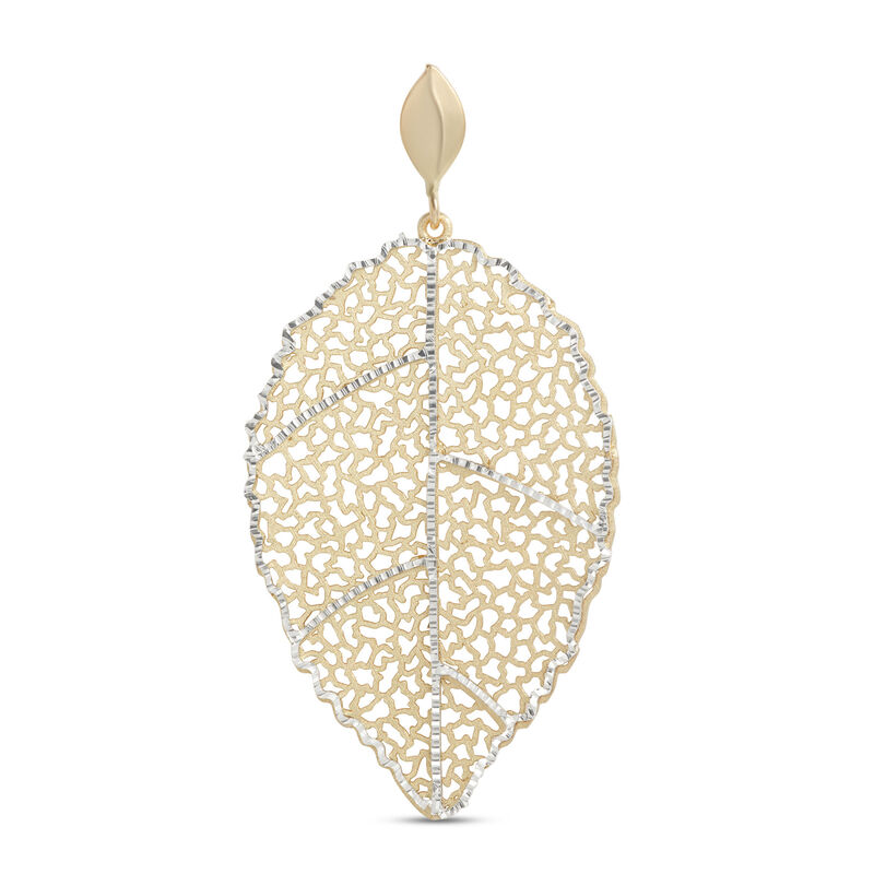 Toscano Leaf  Pendant 14K Two Tone Gold image number 0