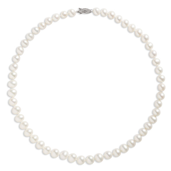 18-Inch Pearl Necklace, 14K White Gold