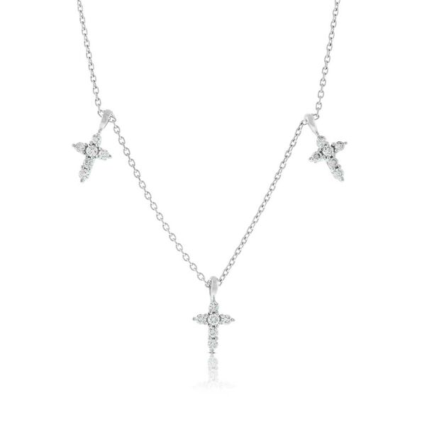 Diamond Mini Cross Station Necklace 14K