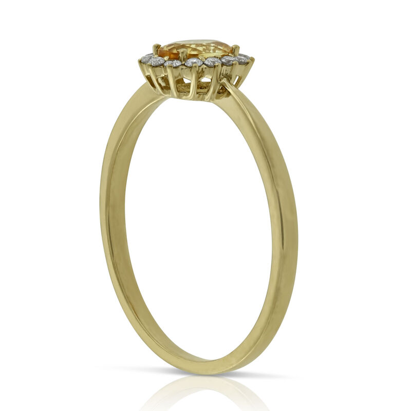 Citrine Halo Diamond Ring 14K image number 3