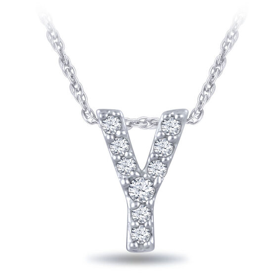 Diamond Initial Pendant 14K Letter 'Y'