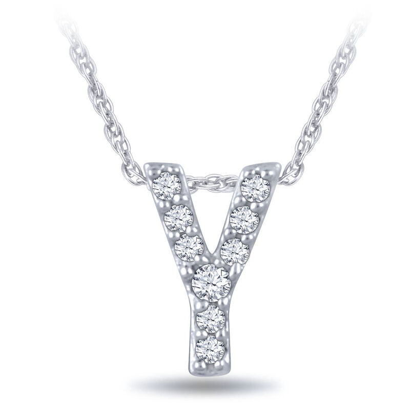 Diamond Initial Pendant 14K Letter 'Y' image number 1