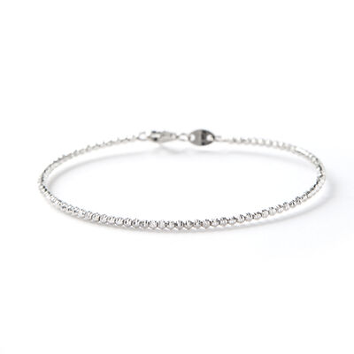 Mooncut Bead Bracelet, 14K White Gold