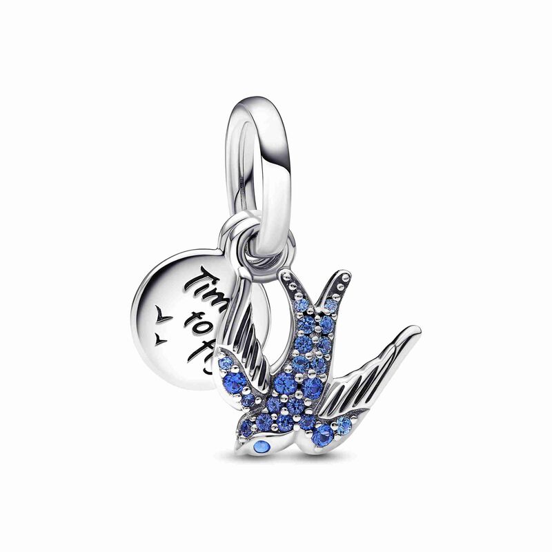 Pandora Sparkling Swallow & Quote Double Dangle Charm image number 1