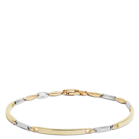 Two Tone Sectioned Bracelet, 14K