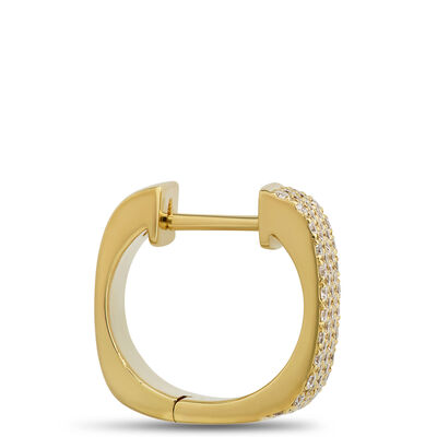Five Row Pave Diamond Hoops, &frac34; Carat Total Weight, 18K Yellow Gold