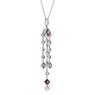 Garnet, Pink Tourmaline, & Pink Sapphire Chandelier Necklace 14K