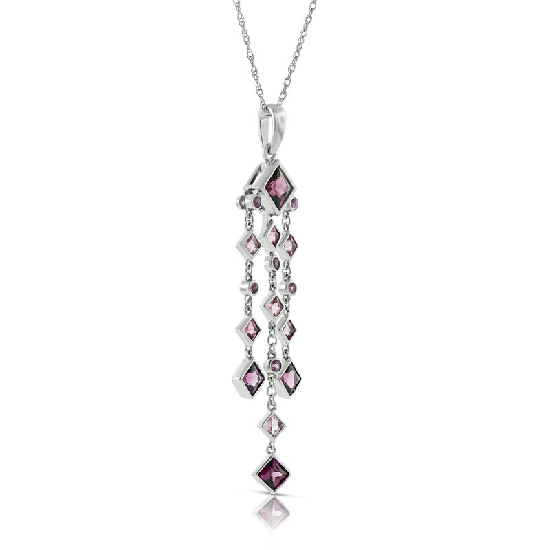 Garnet, Pink Tourmaline, & Pink Sapphire Chandelier Necklace 14K image number 2