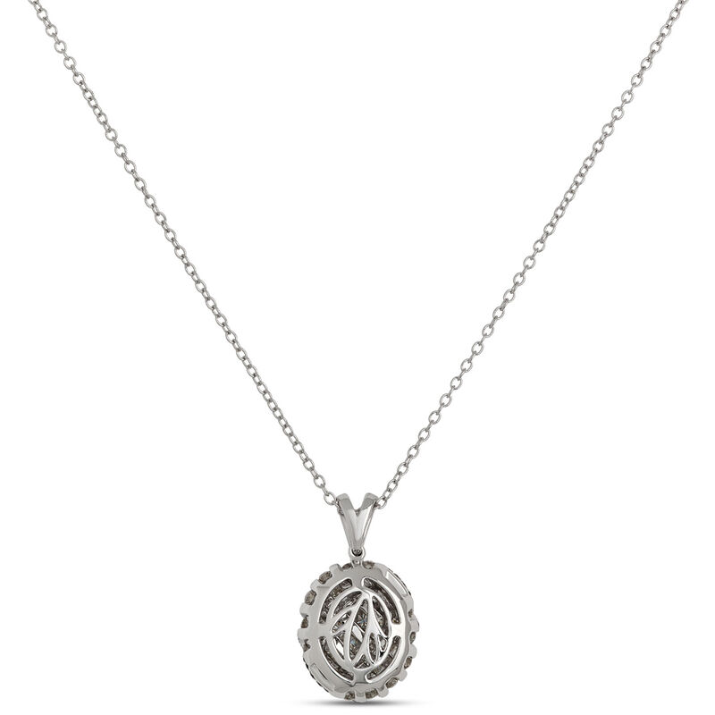 White and Black Diamond Oval Pendant, 1 ⅕  Carat Total Weight, 14K White Gold image number 2