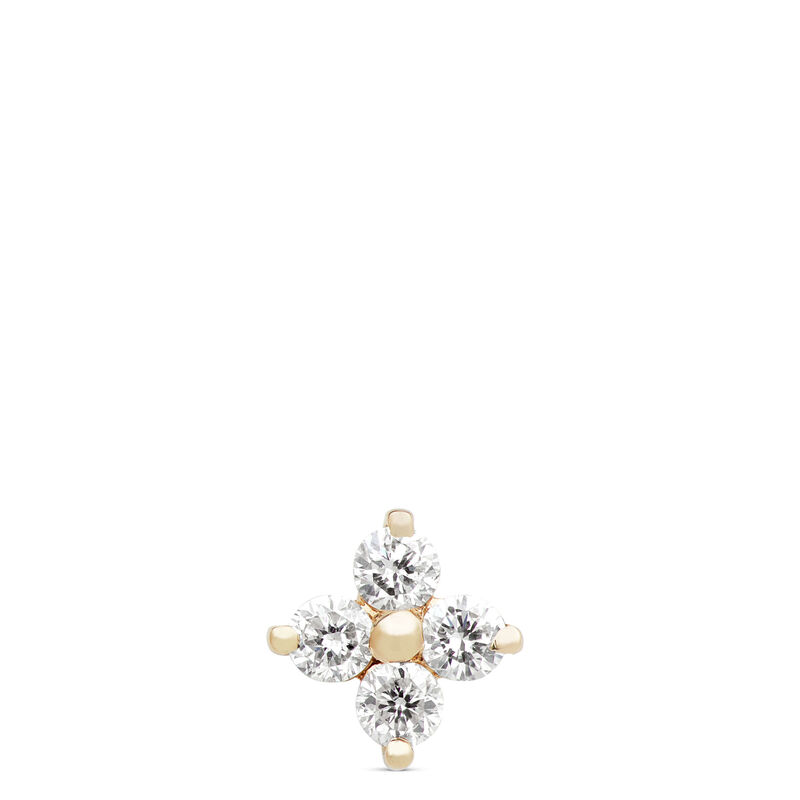 Four Diamond Flower Single Stud Earring, 14K Yellow Gold image number 1