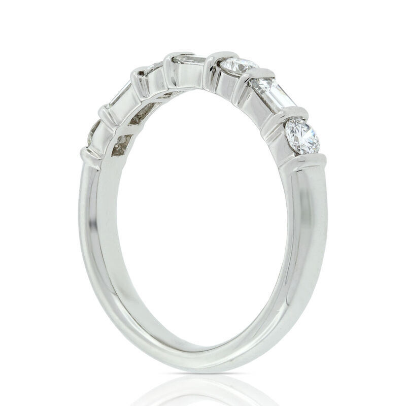 Baguette & Round Diamond Ring in Platinum, 3/4 ctw. image number 3