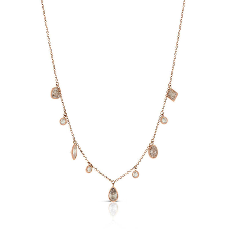 Rose Gold Brown & White Diamond Necklace 14K image number 0
