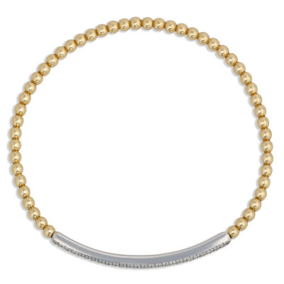 Two Tone Stretchy Diamond Bracelet, ⅔ Carat Total Weight, 14K White and Yellow Gold