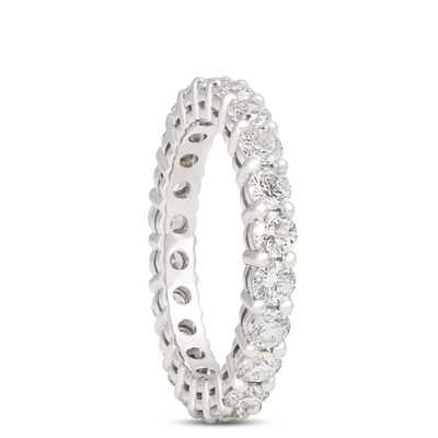 Classic Round Diamond Eternity Band, 2 Carat Total Weight, Platinum Size 6.5