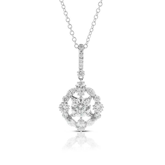 Ben Bridge Signature Diamond Fancy Halo Necklace 18K