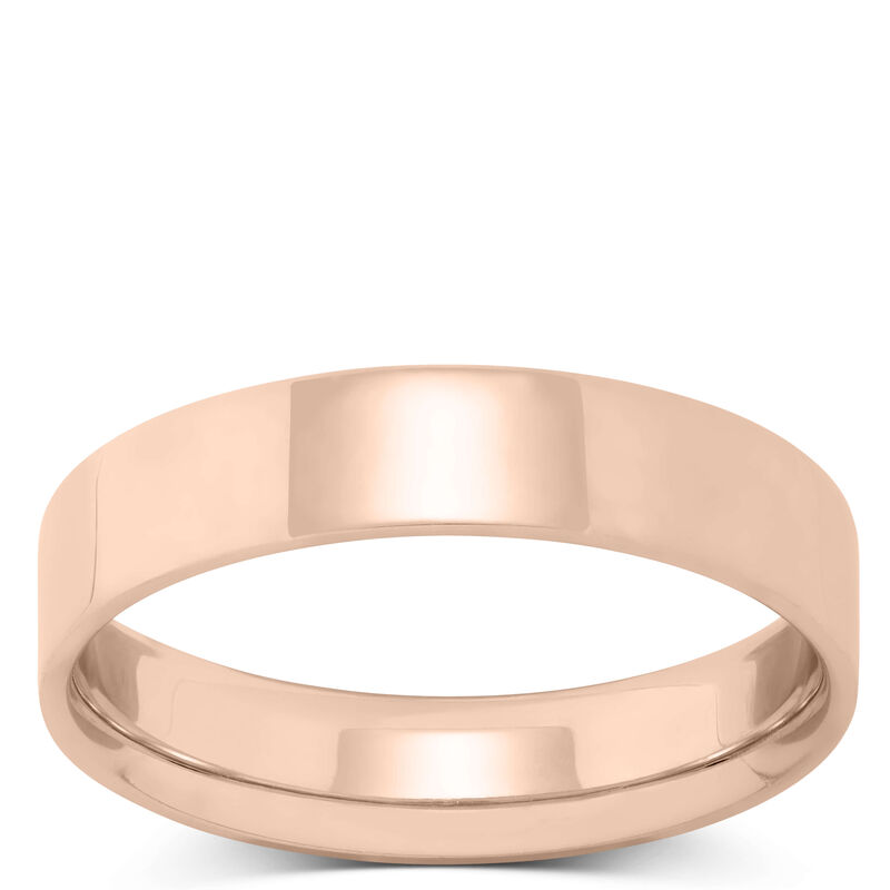 Rose Gold Polished Pipe Comfort Fit 5mm Band 14K image number 0