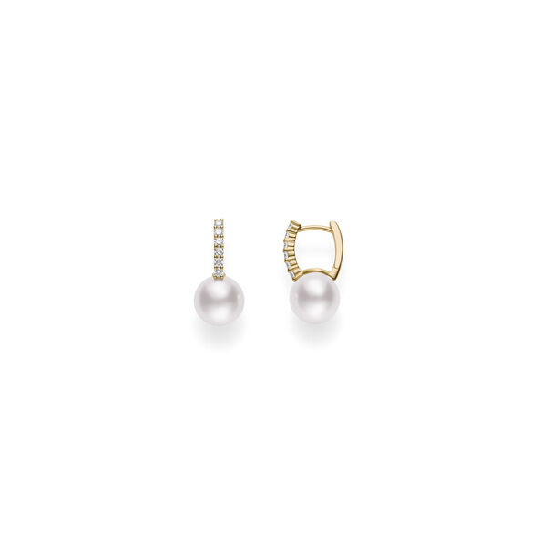 Mikimoto Classic Elegance Akoya Cultured Pearl and Diamond Earrings, 18K Yellow Gold