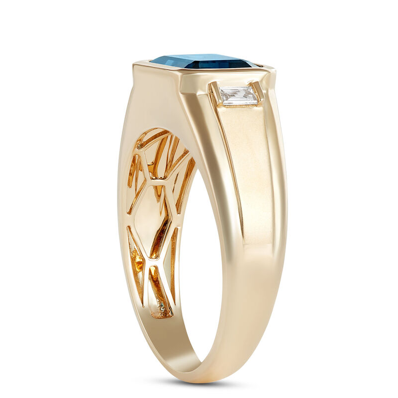 Emerald Cut Blue Tourmaline Ring, 14K Yellow Gold image number 1