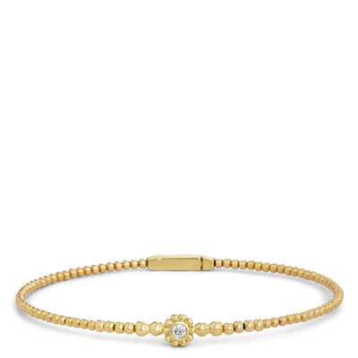 Classic Round Diamond Bangle, 1/10 Carat Weight, 14K Yellow Gold