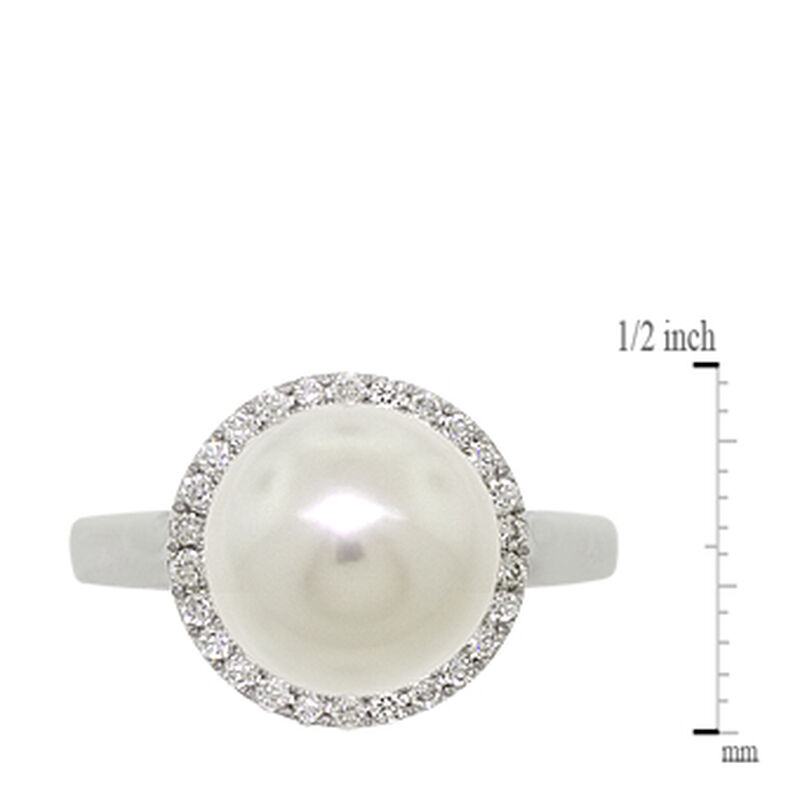 Freshwater Cultured Pearl & Diamond Ring 14K image number 4