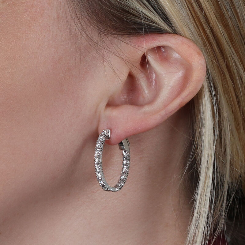 Oval Diamond Hoop Earrings 14K, 2 ctw. image number 1