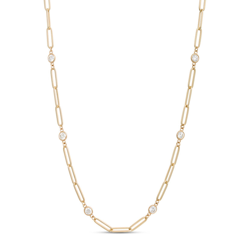 Classic 18-Inch Round Diamond Station Necklace, 1 &frac12; Total Carat Weight, 14K Yellow Gold image number 0