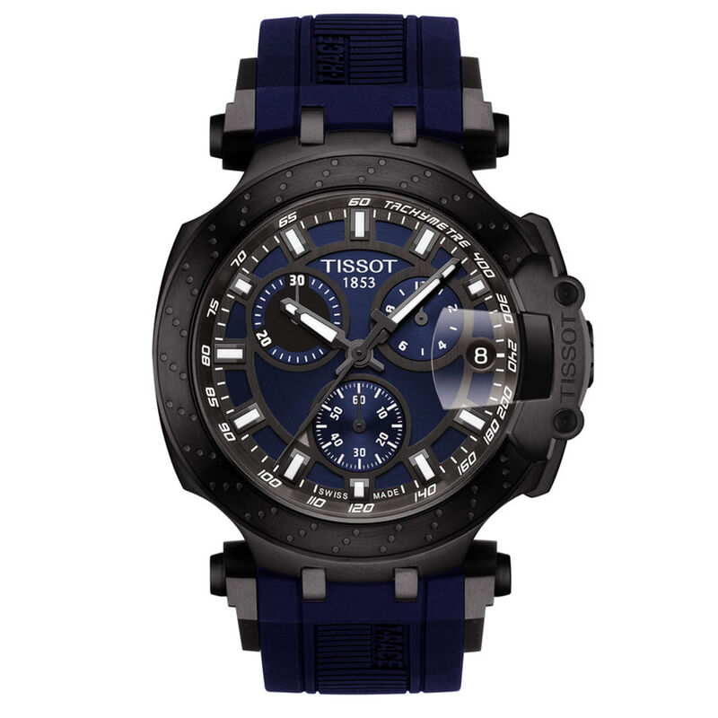 Tissot T-Race Chronograph Gray & Black PVD Blue Dial Watch, 43mm image number 0