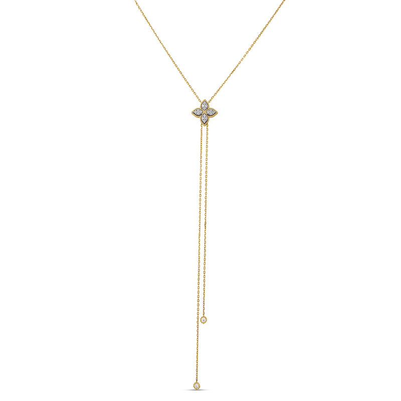 Roberto Coin 18K Yellow and White Gold Princess Flower Pav&eacute; Diamond Lariat Necklace image number 0