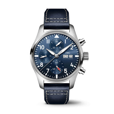 IWC Pilot's Watch 41 Blue Dial Leather Chronograph, 41mm