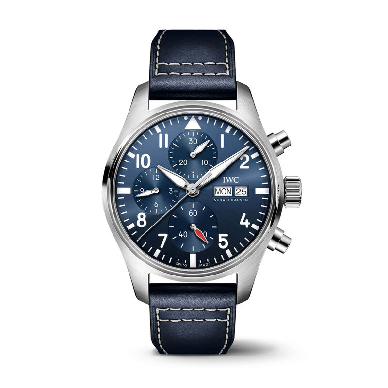 IWC Pilot's Watch 41 Blue Dial Leather Chronograph, 41mm image number 1