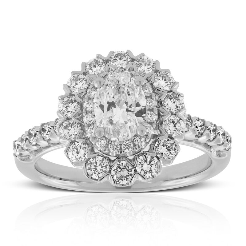Double Halo Oval Diamond Ring 14K image number 1