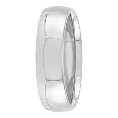 White Gold Polished Rounded Comfort Fit 6mm Band 18K