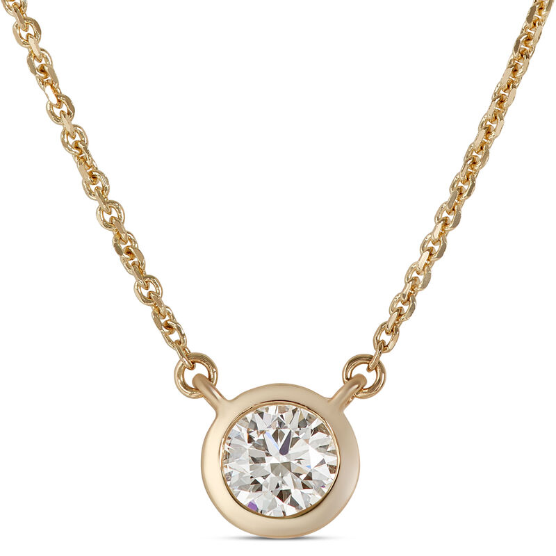 Bezel-Set Solitaire Diamond Necklace, 18K Yellow Gold image number 0