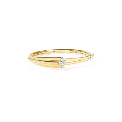 Roberto Coin 18K Yellow and White Gold Love In Verona Pave Diamond Flower Multi Band Bangle