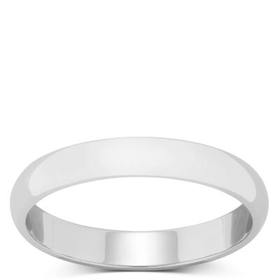 White Gold Polished Rounded 3mm Band 14K