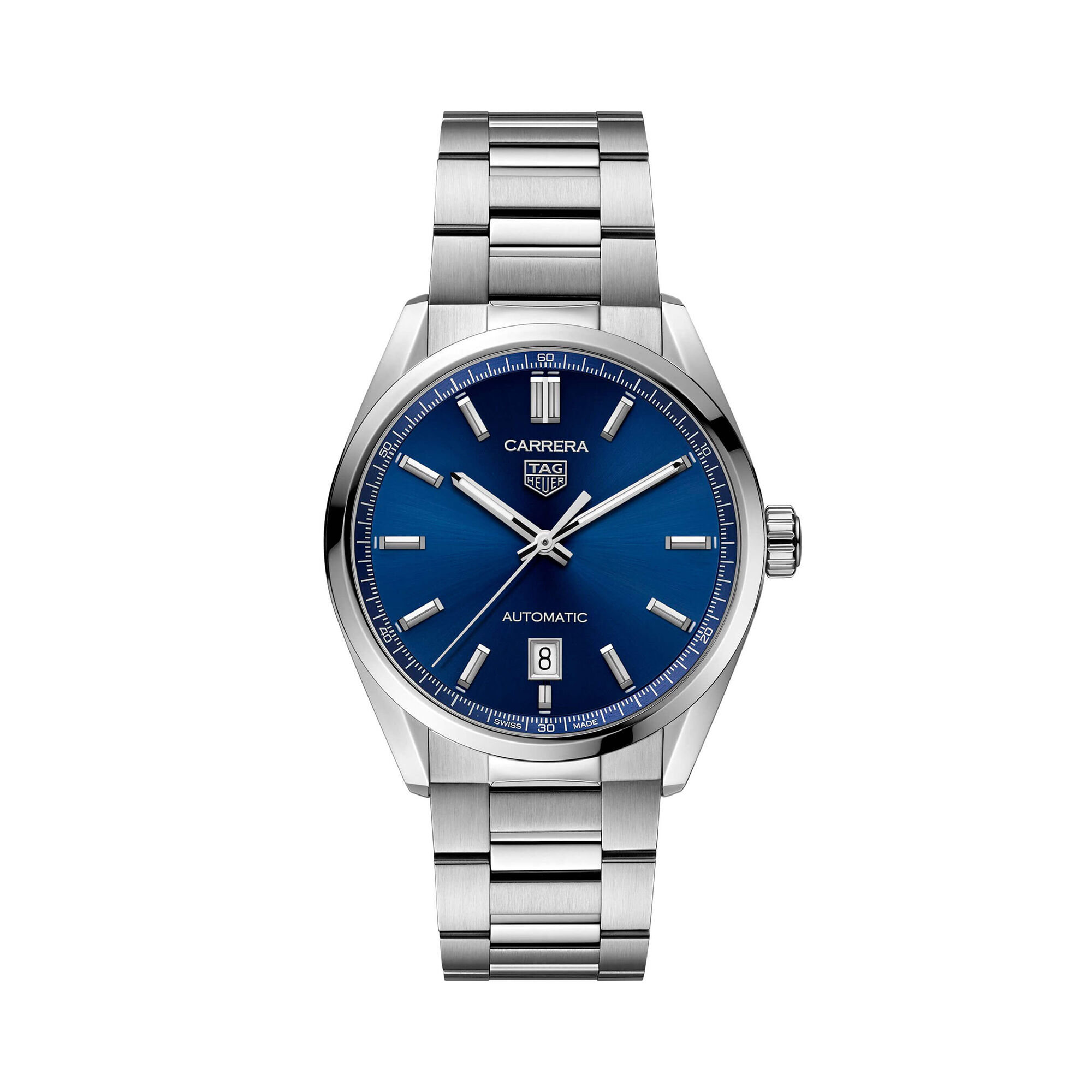あ　TAG Heuer カレラ　クォーツ時計 ブルー TAG Heuer Carrera Calibre 5 Auto Blue Steel Watch, 39mm