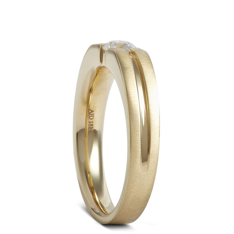 Gents Negative Channel Diamond Ring, 18K Yellow Gold image number 1