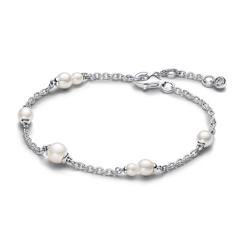 Pandora Treated Freshwater Cultured Pearl Station Chain Bracelet image number 0