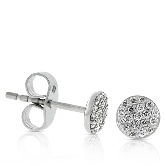 Pavé Diamond Circle Diamond Stud Earrings 14K