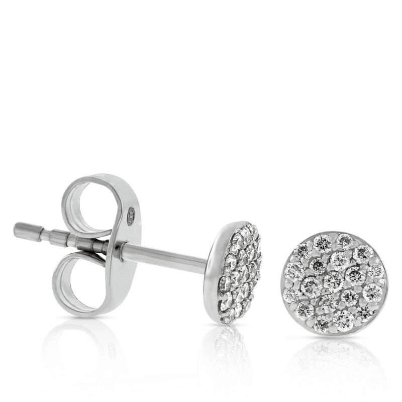 Pavé Diamond Circle Diamond Stud Earrings 14K image number 0