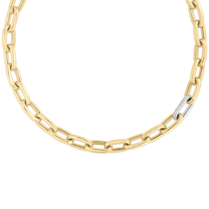 Roberto Coin 18K Yellow/White Designer Gold & Diamond Chunky Paperclip Necklace image number 0