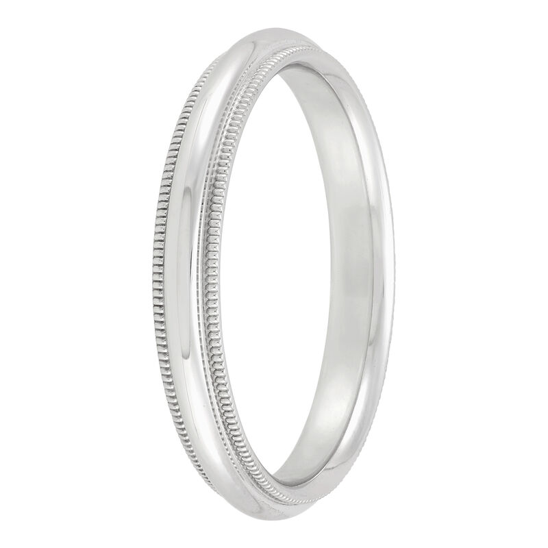 White Gold Polished Milgrain Edge Comfort Fit 3mm Band 18K image number 1