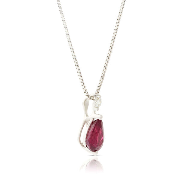 Pear Ruby & Diamond Necklace 14K