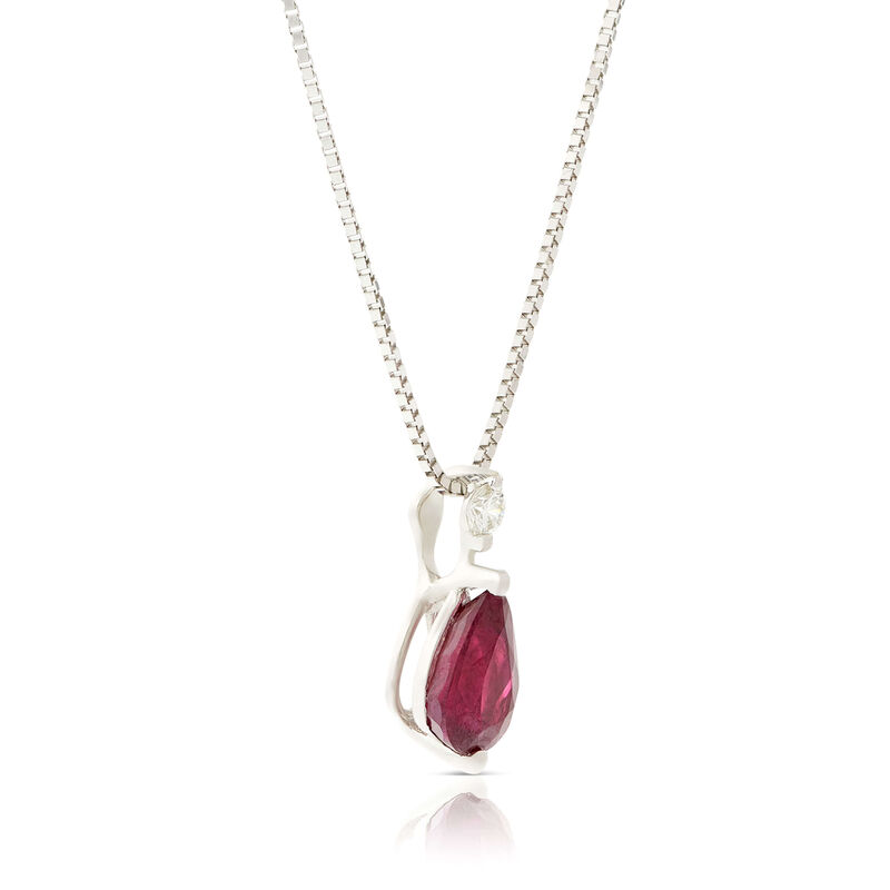 Pear Ruby & Diamond Necklace 14K image number 1